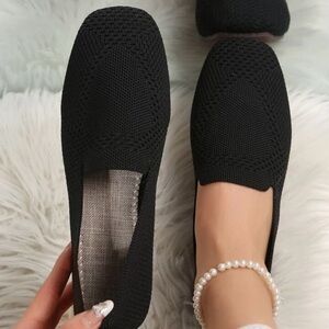 Black Fabric Slip-On Shoes - Size 9/10